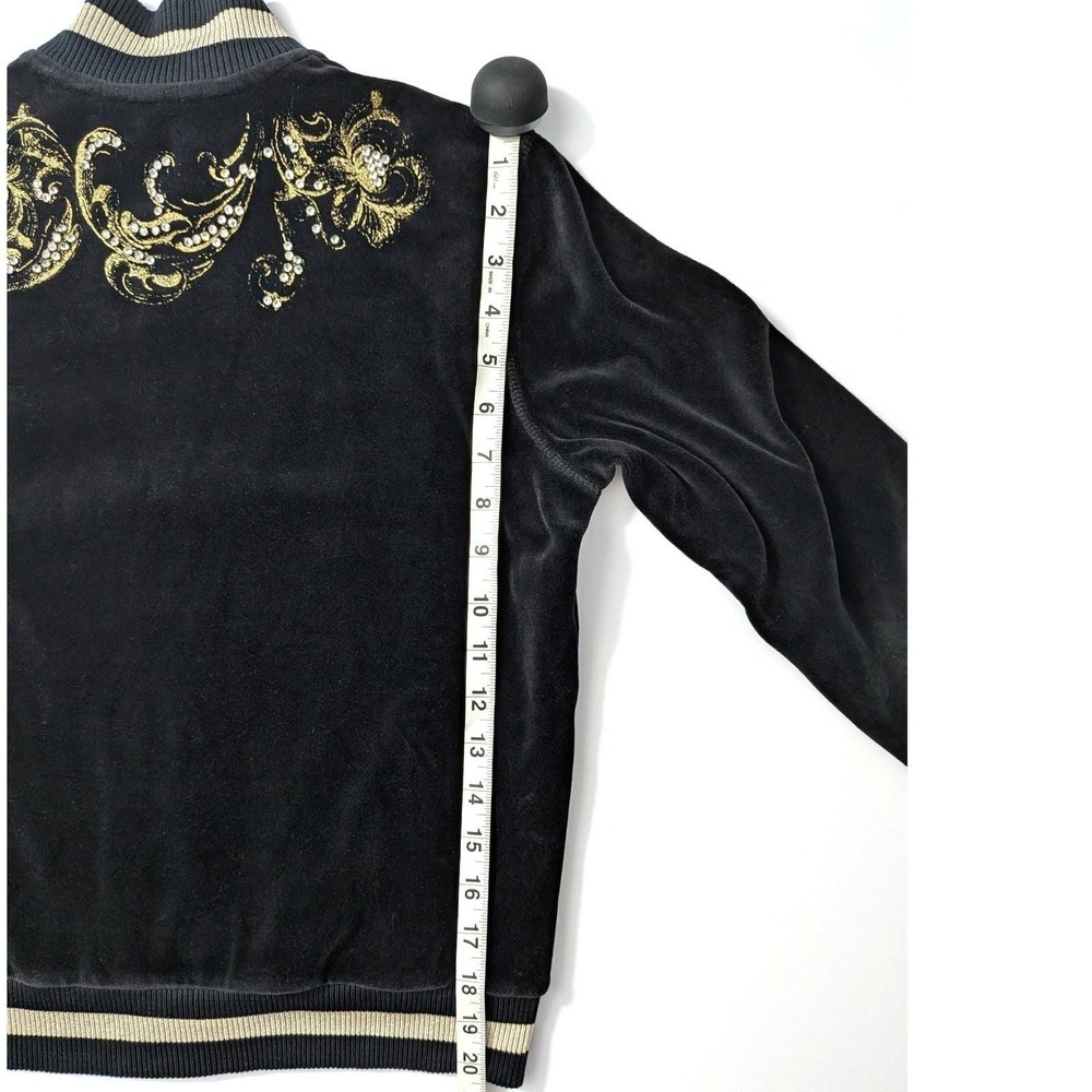 Vintage Escada Velvet Bomber Jacket Gold Baroque Rhinestone Zip EU 36 Y2K‎ - Picture 16 of 16
